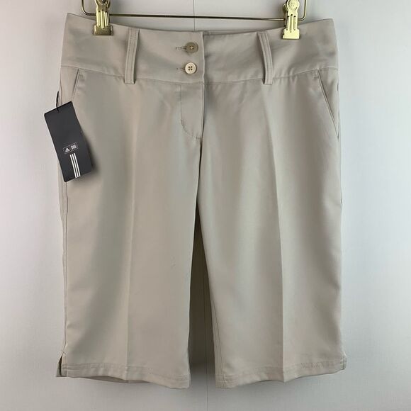 NWT Adidas women’s ecru budget golf 2 stretch twill Bermuda short size 0 - Picture 1 of 9